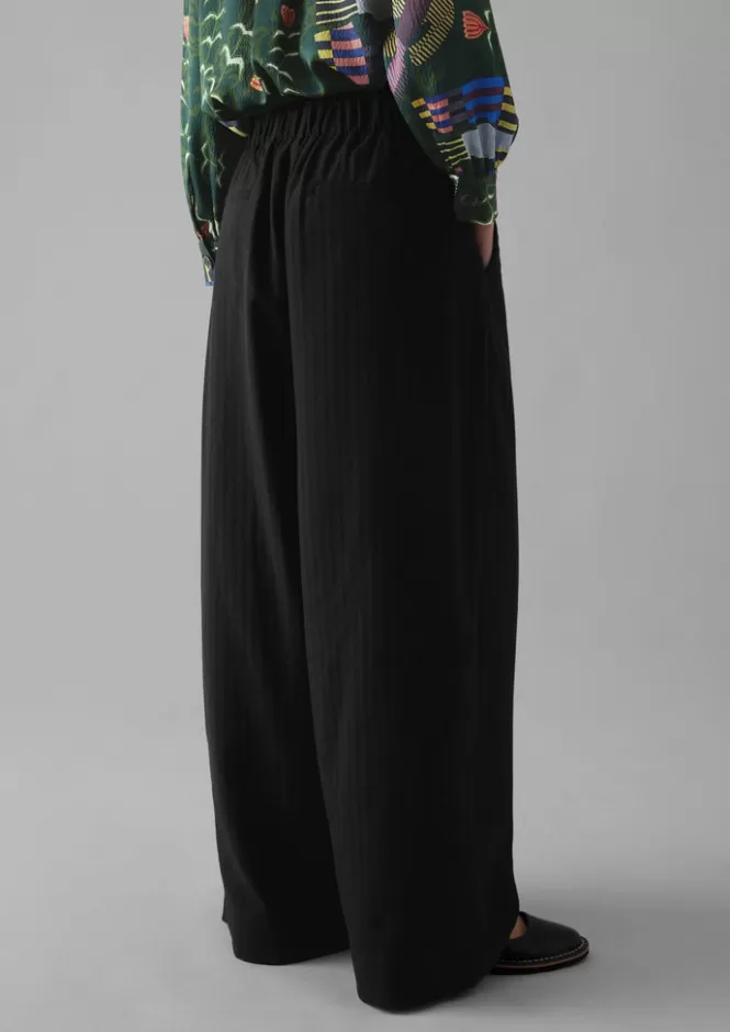 Store Corinne Wool Cotton Herringbone Wide Leg Trousers Women Trousers