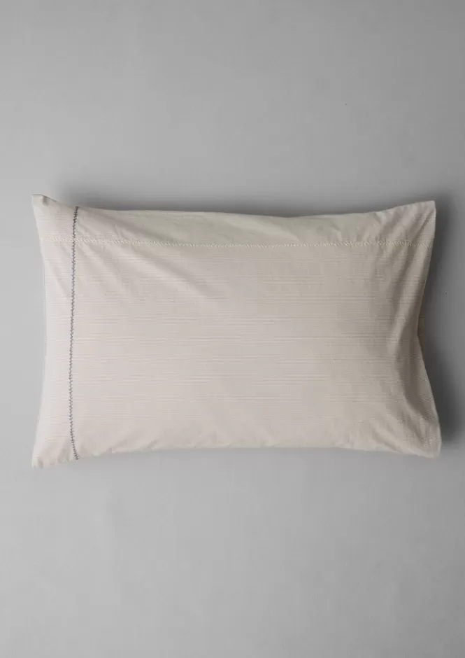 Online Fine Stripe Organic Cotton Embroidered Pillowcase Textiles | Bed Linen